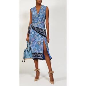 Altuzarra Sade Wrap Effect Draped Printed Silk‎ Crepe Dress In Flax Flower